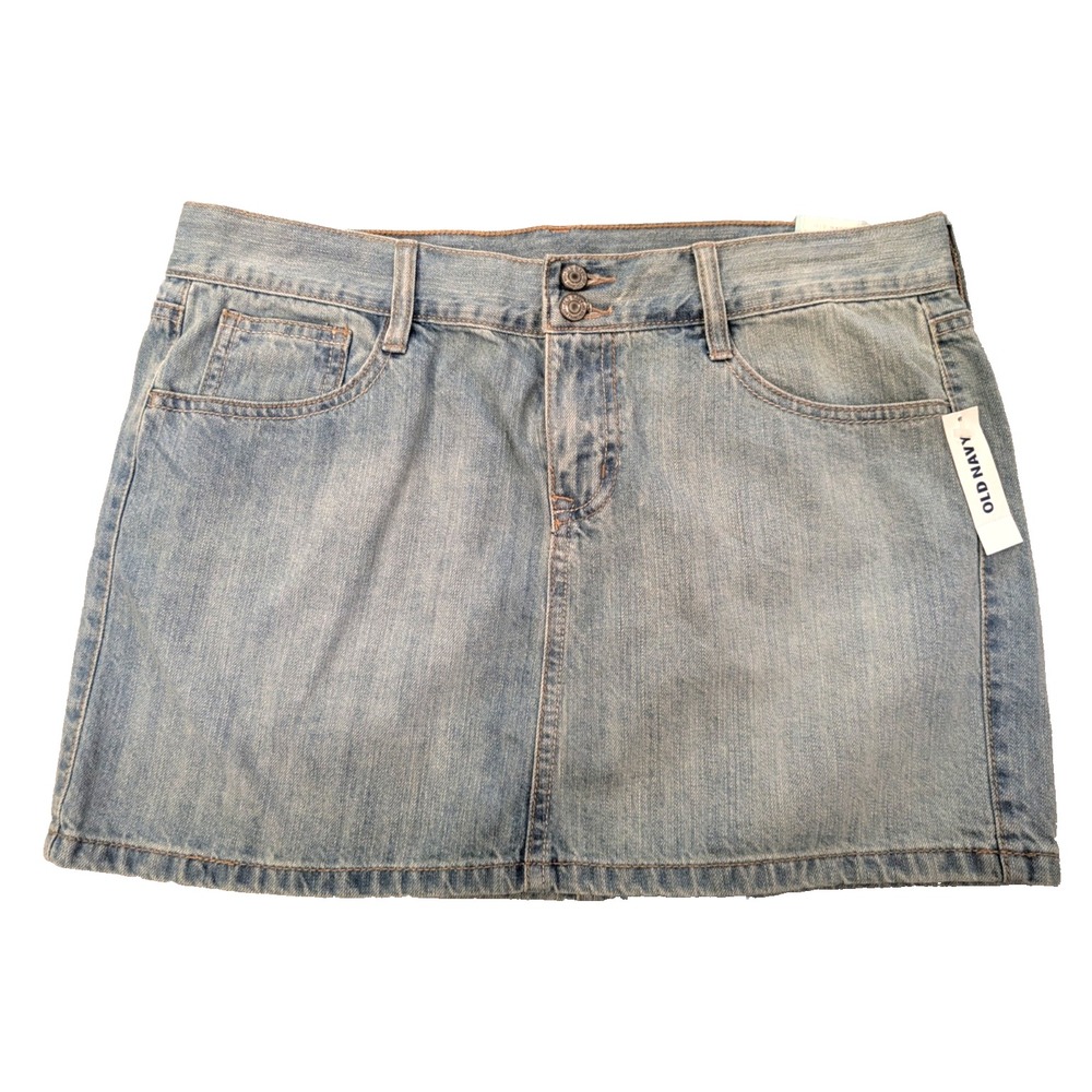 NWT Old Navy High Rise Denim Mini Skirt Womens Size 8 Light Blue Cotton Pockets